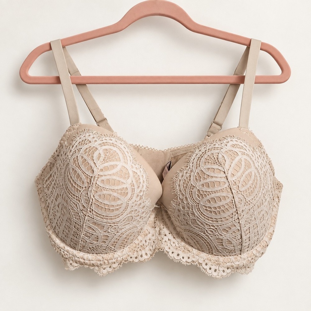 Victoria's Secret Dream Angels Lined Demi Underwire Lace Bra Beige 36DDD